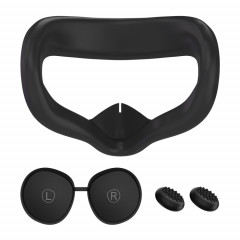 Masque pour les yeux en silicone VR + housse de protection pour objectif + chapeau de joystick, pour Oculus Quest 2 (noir)