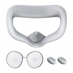 Masque pour les yeux en silicone VR + housse de protection pour objectif + chapeau de joystick, pour Oculus Quest 2 (gris)