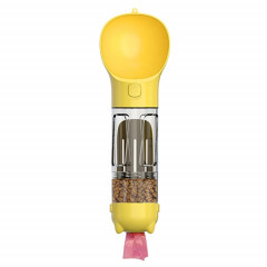 3 en 1 fontaine d'eau extérieure étanche pour chien bouteille à boire portable pour animaux de compagnie, taille: 300 ml + boîte de nourriture (jaune)