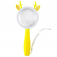 2275 5X/10X Cartoon Animal Handheld Children Science Experiment Loupe (Yellow Deer)