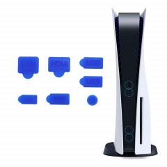 Pour PS5 2 ensembles 7 pièces/ensemble bouchon anti-poussière protection anti-poussière en Silicone couvercle anti-poussière (bleu)