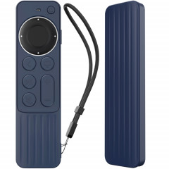 Pour Apple TV Siri Remote 2/3 AhaStyle PT166 Coque de protection en silicone pour télécommande anti-dérapante rayée (bleu nuit)