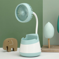 Ventilateur de porte-stylo de bureau de charge USB 276A avec fonction de support de téléphone ventilateur portable dortoir (vert)