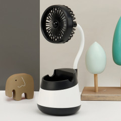 Ventilateur de porte-stylo de bureau de charge USB 276A avec fonction de support de téléphone ventilateur portable dortoir (noir)