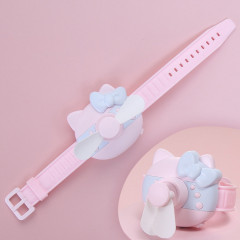 1158 Dessin Animé Forme Enfants Montre Ventilateur USB Recharge Portable Poignet Mini Ventilateur (Rose Violet)