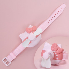 1158 Dessin Animé Forme Enfants Montre Ventilateur USB Recharge Portable Poignet Mini Ventilateur (Rose)