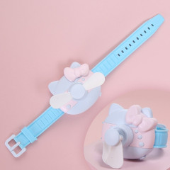 1158 Dessin Animé Forme Enfants Montre Ventilateur USB Recharge Portable Poignet Mini Ventilateur (Rose Bleu)