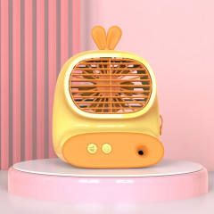 CS1319 Petit ventilateur de dessin animé en vaporisateur hydratant de bureau Ventilateur d'humidification silencieux rechargeable (Bunny Yellow)