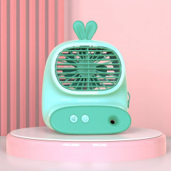 CS1319 Ventilateur de bureau petit vaporisateur hydratant ventilateur de bande dessinée ventilateur d'humidification silencieux rechargeable (vert lapin)