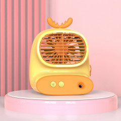 CS1319 Ventilateur de bureau petit vaporisateur hydratant ventilateur de dessin animé ventilateur d'humidification silencieux rechargeable (jaune cerf)