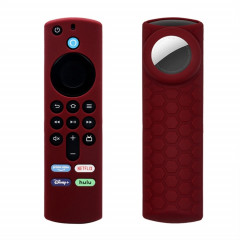 2pcs boîtier de télécommande pour Amazon Fire TV Stick 2021 ALEXA 3ème génération avec support Airtag (vin rouge)