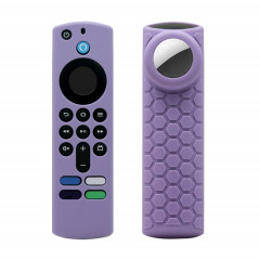 2pcs boîtier de télécommande pour Amazon Fire TV Stick 2021 ALEXA 3ème génération avec support Airtag (violet)