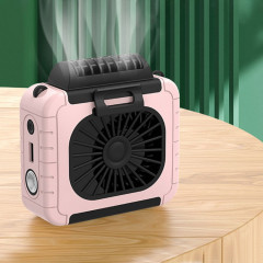Ventilateur d'éclairage extérieur monté à la taille avec fonction d'alimentation, support multifonctionnel, ventilateur de cou suspendu (rose)