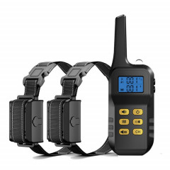 Dispositif de dressage de chien Collier électronique de dressage de chien avec bouchon anti-aboiement automatique, style: pour deux chiens (jaune)