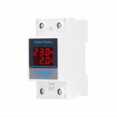 SINOTIMER SDM002 compteur de tension et de courant monophasé AC à double affichage sur Rail DIN domestique (capteur intestinal intégré 63A)