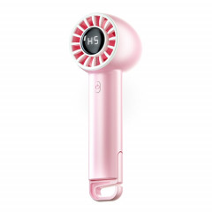 Ventilateur Turbo portatif à affichage numérique, chargement USB, petit ventilateur à boucle pliable (rose)