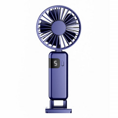 Affichage numérique portatif suspendu au cou muet petit ventilateur USB chargeant le ventilateur pliable tenu dans la main (bleu)