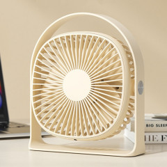 Veilleuse légère à chargement USB, ventilateur de bureau, été, bureau, étudiant, extérieur, petit ventilateur multifonctionnel (Beige)