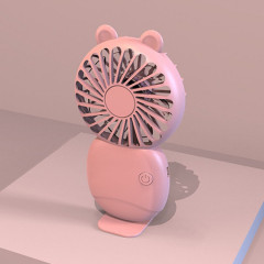 Ventilateur portatif de poche de dessin animé d'été, Mini ventilateur silencieux Rechargeable (rose)