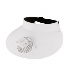 Chapeau de soleil à ventilateur rotatif réglable, Protection solaire extérieure d'été (blanc)