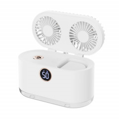 Refroidisseur d'humidification de veilleuse de ventilateur de bureau d'affichage numérique intelligent de pulvérisation à double feuille de WT-818 (blanc)