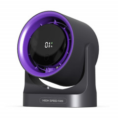 Ventilateur à turbine de bureau mural à affichage numérique, chargement USB à 100 vitesses, HX-F315 (gris)