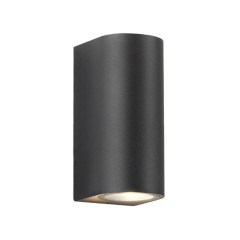 Appliques murales extérieures à LED, éclairage extérieur étanche pour porte de villa, patio, projecteurs lumineux d'arrière-plan, style : rond à 2 têtes sans ampoule GU10 (blanc chaud)
