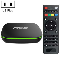 R69 1080P HD Smart TV BOX Android 4.4 Lecteur multimédia avec télécommande, Quad Core Allwinner H3, RAM: 2 Go, ROM: 16 Go, WiFi 2.4G, LAN, Prise US