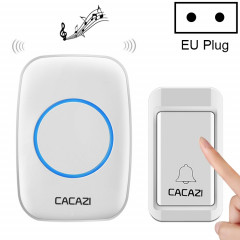 CACAZI A10G One Button One Receivers Bell sans fil auto-alimenté pour la maison, prise EU (blanc)