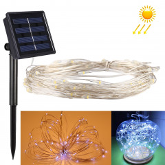 10m 100 LED SMD 0603 IP65 Panneau solaire imperméable à l'eau Lampe à fil en argent Fil de fée Lumière décorative (lumière blanche)