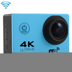 F60 2.0 pouces Écran 4K 170 degrés Grand Angle WiFi Appareil photo avec caméra vidéo avec boîtier étanche, carte mémoire 64Go Micro SD (bleu)