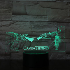 Creative Lampe LED 3D - 2 modes d'éclairage, 7 couleurs, alimentation via USB ou piles AA - Design GOT Game of Thrones