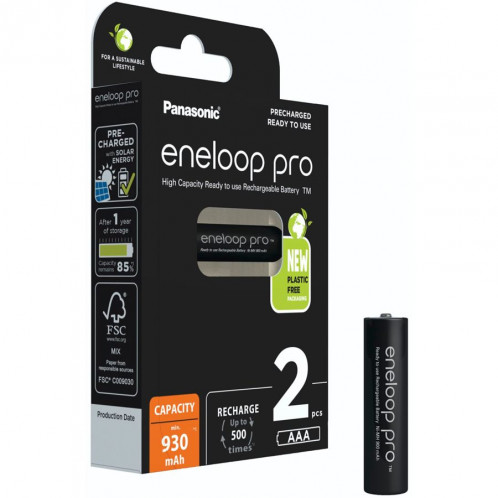 1x2 Panasonic Eneloop Pro Micro 930mAh AAA Ni-MH BK-4HCDE/2BE 762631-05