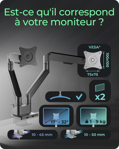 ICY BOX IB-MS524-T Bras pour 2 moniteurs 100412-07