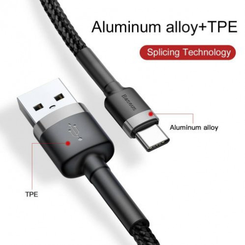 Baseus Type-C Cafule cable 2A, 3m Gray/Black (CATKLF-UG1) DA338609-016