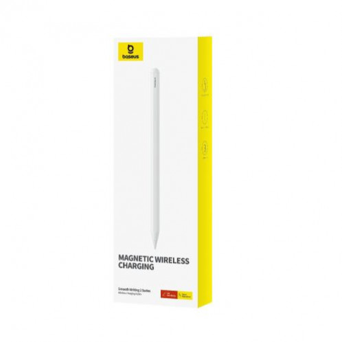 Baseus Tablet Tool Pen Smooth Writing 2 Wireless Charging with LED Indicator + Active Replaceable Tip for iPad, White (P80015803213-00) DA161968-04
