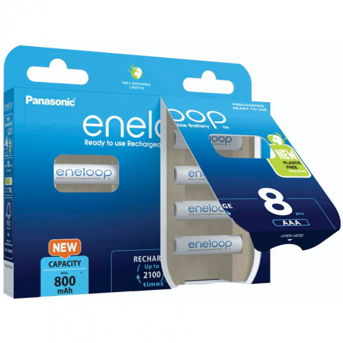 1x8 Panasonic Eneloop Micro AAA 800mAh Ni-MH BK-4MCDE/8BE 762589-04