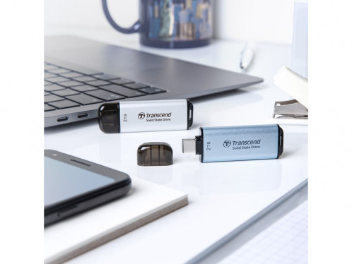 Disque SSD externe portable USB-C 1 To Transcend ESD300 Bleu DDETSD0035-04