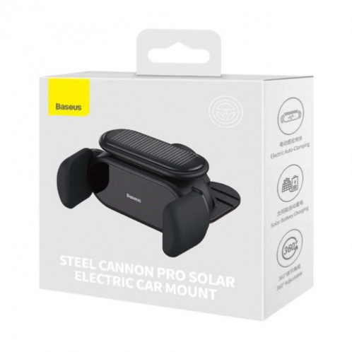Baseus Car Mount Steel Cannon Pro Solar Electric phone holder fits from 5.4 to 6.7 inch, Black (SUGP010001) DA1152704-012
