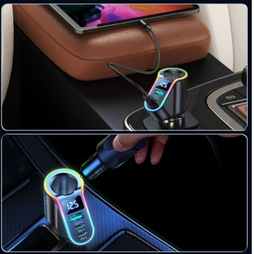 Joyroom Car Charger 4-in-1, Bluetooth Fm Transmitter C+C+U+Cigarette, PD 150W, Black (JR-CL21) DO952336-011