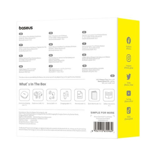 Baseus Earphone Bluetooth Bowie E19 TWS Earphones, BT 5.3, ENC, IPX5, Black EU (A00069600113-00) DA1214539-03