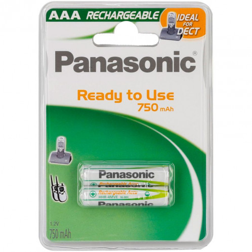 1x2 Panasonic Akku NiMH Micro AAA 750 mAh Ready to Use DECT 168436-01