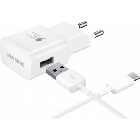 Samsung EP-TA20EWECG Chargeur Secteur Complet Adaptateur Fast Charge 2A & Câble USB Type-C Blanc (Emballage Original) 592114-06