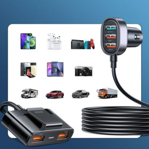Joyroom Car Charger 5-in-1, U+U+U+U+U 45W, Black (JR-CL03-PRO) DO651714-08