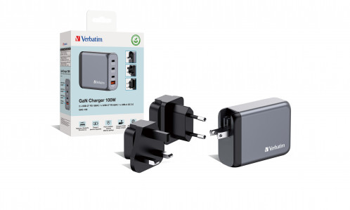 Verbatim GNC-100 GaN Charg. 100W 3xUSB-C PD, 1xUSB-A QC 3.0 32202 871796-010