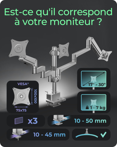 ICY BOX IB-MS525-T Bras pour 3 moniteurs 100419-07