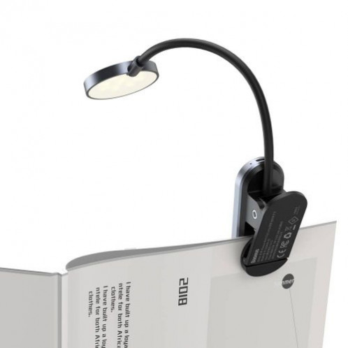 Baseus Home Comfort Reading Mini Clip Lamp + charing cable, 400 mAh, 4000K, 3W Dark Gray (DGRAD-0G) DA764898-013
