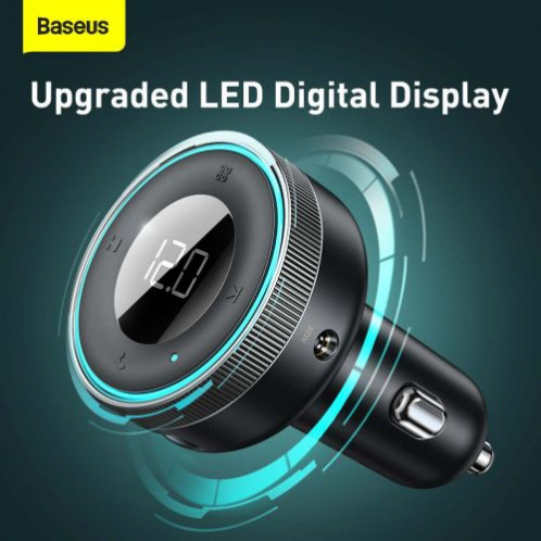 Baseus Car Charger Bluetooth FM Transmitter Enjoy Car with LED display Wireless U+U+3,5mm audio+TF MP3 Charger BT 5.0, 3.4A Black (CCLH-01) DA980938-019