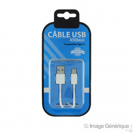 Câble Data Type-C Vers USB 1m Blanc (Compatible, Blister) 195330-01