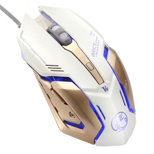 IMICE V8 LED Colorful Light USB 6 boutons 4000 DPI Wired Optical Gaming Mouse pour PC PC portable (blanc) SI165W3-08